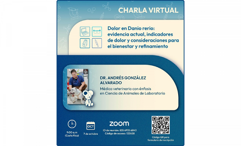 Charla virtual abordará el dolor en Danio rerio, sus indicadores y estrategias de refinamiento