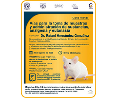 La UNAM realizará un curso híbrido sobre toma de muestras, administración de sustancias, analgesia y eutanasia